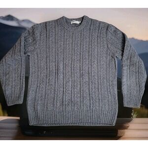 Wellen Huckberry Seawool Irish Fisherman Sweater Mens M Charcoal Gray Cable Knit